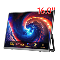 Moniteur portable EIMIO OEM ODM 16 pouces 2.5K IPS Type-C 120Hz prêt à être expédié pour le travail à domicile, bureau, deuxième écran