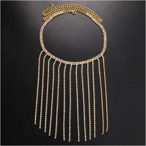 Nuovi Collane Girocollo da Donna Vintage con Nappe, Design Originale, Placcati Argento/Oro, con Cristalli Geometrici AB e Diamanti, alla Moda, per l'Ingrosso - Product Image 4