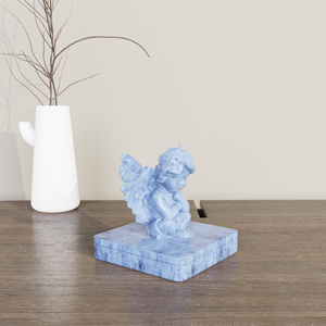 Usine directe conception personnalisée porcelaine bleu <span class=keywords><strong>Cupidon</strong></span> chambre d'encens ailes en céramique ange buste chérubin Figurine brûleur à cône d'encens - Product Image 4