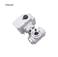 Válvula de Bola Eléctrica de Acero Inoxidable CF8M de 3 Pulgadas, 3 Vías, Puerto en T, 1000 WOG, 24 Voltios, Rosca Hembra, Accionamiento Eléctrico, KLION RTS DN80