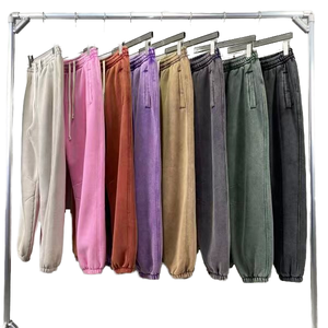 JT0966 de lujo para hombre de pierna recta French Terry pantalones de chándal de diseñador personalizado lavado con ácido de gran tamaño de peso pesado 400G cintura con logotipo personalizado - Product Image 4