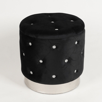 Pouf rond en velours personnalisé pour salon, moderne avec boutons, vente en gros