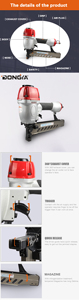 16 años. Grapadora de corona mediana N851E Pistola de grapas de aire neumática de servicio pesado para fabricación de muebles Soporte personalizado OEM - Product Image 2