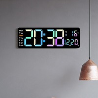 Reloj de Pared Digital Huayang Color Macaron 5529, Día de la Semana, Fin de Semana, Alarma Doble, Temporizador, Función de Memoria, para Decoración de Sala de Estar