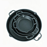 Ensemble de 4 ustensiles de cuisine en fonte pré-assaisonnés, casseroles et poêles antiadhésives robustes pour la maison, le camping et l'usage commercial, compatibles four