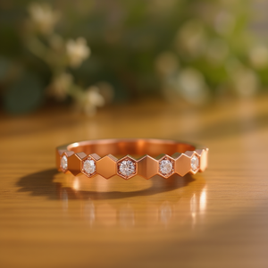 Rose Gold Eternity Band <b>Ring</b> With Natural Round Diamonds Pave Setting For Women's Engagement Classic Style F627 - Product Image 2