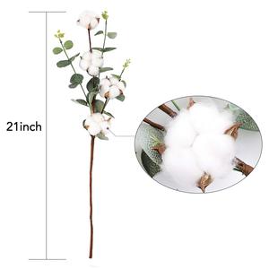 Dried <strong>Cotton</strong> Real Floral <strong>Stems</strong> Flowers 4 <strong>Cotton</strong> Heads With Eucalyptus Leaves for Home Farmhouse Floral Decoration - Product Image 2