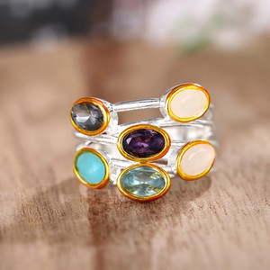 Anello Ovale Multistrato in Stile Vintage di Lusso Europeo, Elegante Gioiello da Donna alla Moda - Product Image 2