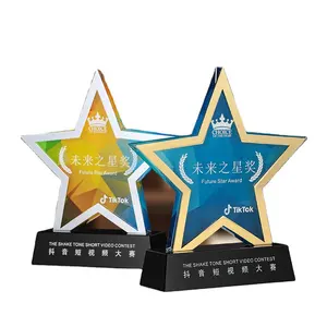 Star Custom trophy metal and crystal award trophies with engrave customize logo
