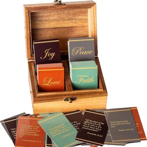 Wooden Scripture <b>Storage</b> <b>Box</b> Solid Wood Flip Top Rectangle Shape For Bible Cards <b>Storage</b> <b>Box</b> - Product Image 4