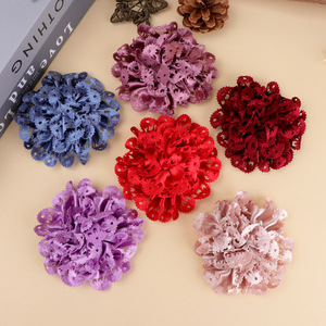 Piezas de arte florales de camelia hechas a mano, corsage de tela de malla calada de 10 cm para accesorios para el cabello y decoraciones de ropa. - Product Image 1