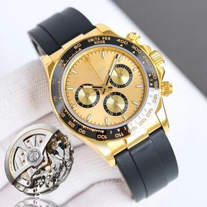 Reloj Cronógrafo Negro Automático para Hombre, Caja de Acero Inoxidable, Correa de Goma, Reloj de Pulsera Mecánico Deportivo - Product Image 5