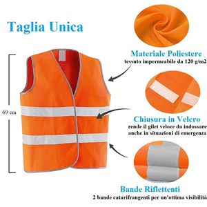 Gilet di Sicurezza Riflettente Arancione ad Alta Visibilità con Strisce Riflettenti per Edilizia e Uso nel Traffico - Product Image 2