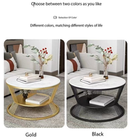 Ensemble de tables basses modernes intelligentes, rondes, extensibles, gigognes, en métal doré et marbre blanc, multifonctionnelles et personnalisables pour salon