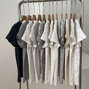Vente chaude T-shirt d'été pour les femmes imprimé pur coton coupe ajustée à manches courtes sous-vêtement haut pyjamas doux - Product Image 6