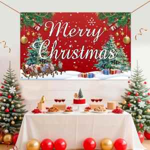 Custom Printed Christmas Polyester <b>Banner</b> High Quality Waterproof for Home Shop Outdoor Mall Party Festival Decoration - Product Image 4
