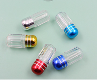 Flacon capsule coloré à tête ronde, petit, en plastique, portable, vide, pour pilules, avec bouchon à vis