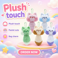 Mini machine à griffes pour peluches, modèles variés, animaux en peluche miniatures, porte-clés en peluche en gros, décoration chat avec grande queue