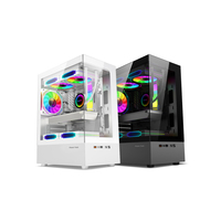 Boîtier d'ordinateur Gamer-X MicroATX Mid Tower en verre trempé et acier, boîtier PC de jeu RGB, prend en charge les refroidisseurs liquides ITX de 240 mm, ports avant