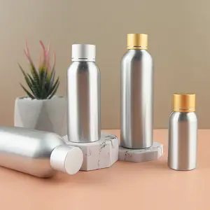 Custom 30ml-500ml Oil Gold Silver Bottles for Body Hair Oil 100Ml Cap Simple Cover Aluminum Storage Bottle Packaging