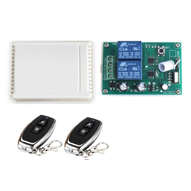 433MHz Remote Control DC 12V 2CH Relay Receiver Switch Module RF For Electric Motor Positive and negative current control