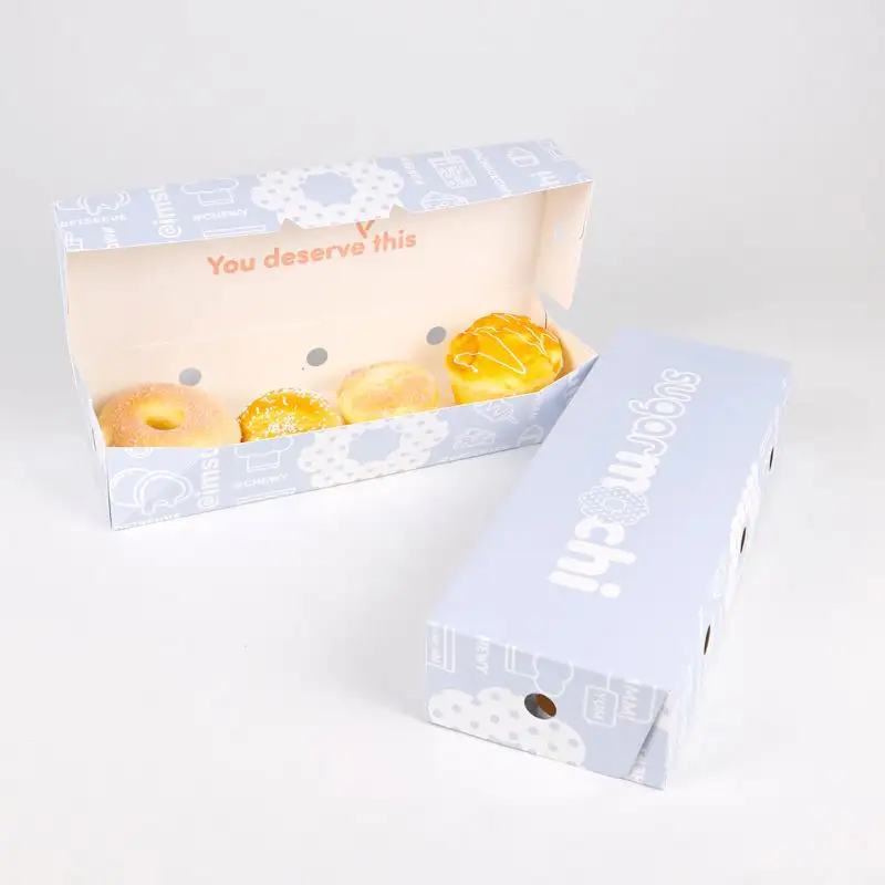 Individuelles Design Gedruckte Faltbare flache Mini-Donut-Verpackungs box mit Logo-Lebensmittel verpackung für Donuts