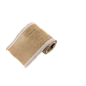 Nastro di lino ILAN 10 cm x 2 m con bordo in pizzo per artigianato e decorazioni - Product Image 1