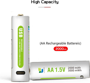 1.5V USB 2000mwh AA可充电锂离子电池，USB充电端口 - Product Image 3