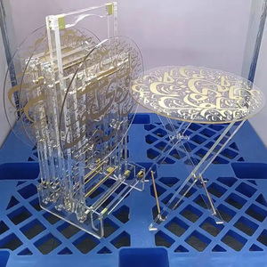 Juego de mesa de té al por mayor de estilo árabe de Oriente Medio mesa de bandeja plegable de acrílico transparente con impresión - Product Image 3