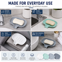 Lot de 3 porte-savons en silicone à surface lisse et forme irrégulière, auto-drainants pour douche/salle de bain, type cascade