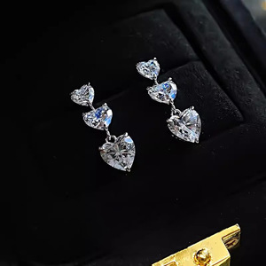 <b>Minimalist</b> Heart Zircon Drop Earrings for Women Elegant Everyday Fashion <b>Jewelry</b> - Product Image 4