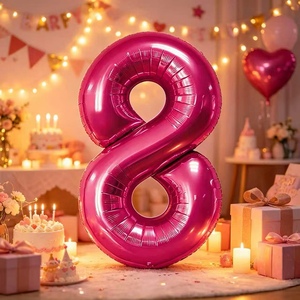 Party Love Balloon Numero Fuchsia N8 100cm 12 pcs Bag for age-specific celebrations or themed events - Product Image 3