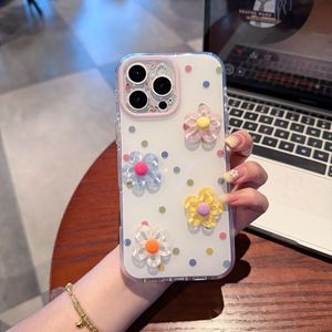 Rainbow 3D Flower Girls Mobile Phone case for iPhone 17 16 15 14 13 Pro Max Garden Gradient IMD Stripes DIY Resin back Cover ins - Product Image 3
