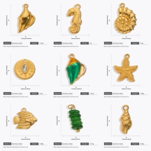 Colgante de concha de estrella de mar Animal de tortuga y caracola de acero inoxidable multicolor con circón para accesorios de joyería DIY - Product Image 4