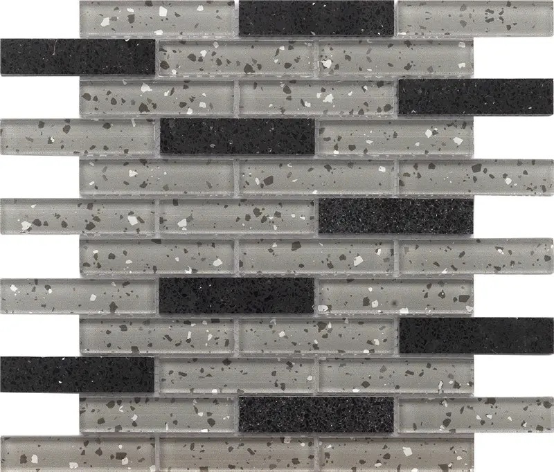 Mosaïque de carreaux de verre pour salle de bain, vente en gros, couleur grise, forme ronde, 300x300