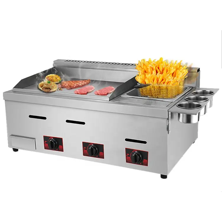 chicken fryer machine stainless steel fyer machine with Griddle Multifunctional fryer and grill integrated machine