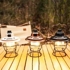 USB Outdoor Retro Camping Lantern, LED Rechargeable Multifunctional Waterproof Camping Light for Dining Table Garden Camping