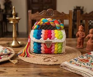 Rainbow <b>Braided</b> Handmade Purse Bohemian Stylish Pearl Two Straps Purse Cotton <b>Cord</b> Weaving for Women's Mini Bags - Product Image 4