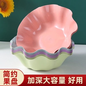 Lotus Leaf Fruit Plate Plastic Stackable Multi Color Serving Bowl For Home Snacks And Candies - Product Image 4