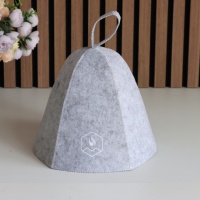 Gorro de Sauna de Fieltro Reciclado Ecológico Gris Jaspeado, Venta al por Mayor, Logotipo Personalizado, Directo de Fábrica, Gorro para Baño de Vapor y Spa