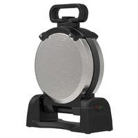 Appareil à gaufres, gaufrier rotatif vertical belge pour gaufres rondes de 1 pouce d'épaisseur, avec bac de récupération des gouttes amovible, pour petit-déjeuner et collations