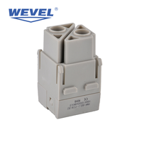 Connecteur robuste avec insert et boîtier en aluminium, prise industrielle rectangulaire étanche IP65, modèles à broches complets