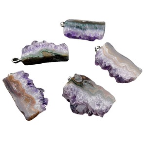 Natural <b>Amethyst</b> Gemstone <b>Pendant</b> Irregular Crystal Cluster Carved Stone Roque Eco-friendly Ruhi Agate for Necklace Jewelry - Product Image 1