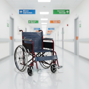 Fauteuil roulant manuel en acier pour hôpital, garantie du fabricant, pour personnes handicapées - Product Image 1