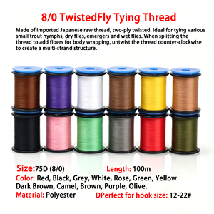 Hilo de atado de moscas de dos capas 75D <span class=keywords><strong>8</strong></span>/0, 100M, poliéster, 12 colores, material de alta resistencia para ninfa, mosca seca, mirilla, anzuelos 12 a 22, trucha, lubina - Product Image 2