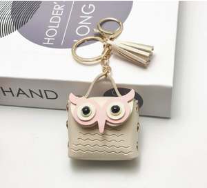 Colgante <span class=keywords><strong>en</strong></span> miniatura, Bolso pequeño, Llavero, Bolso con diseño <span class=keywords><strong>de</strong></span> búho, Accesorio <span class=keywords><strong>de</strong></span> nicho, Monedero <span class=keywords><strong>de</strong></span> cuero, Adorno colgante - Product Image 1