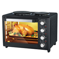 32L Elektrischer Tischkonvektionsofen mit Zwei Kochplatten Pizza-Toaster-Funktionen Einstellbarer Thermostat für den Haushalt