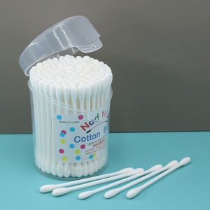100 cotons-tiges jetables à double tête ronde en <span class=keywords><strong>coton</strong></span> pur, boîte imprimée colorée, pour maquillage, maison et <span class=keywords><strong>voyage</strong></span> - Product Image 5