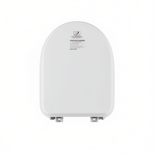 Siège de toilette rond en plastique blanc, longueur 50,5 cm, fermeture douce, design minimaliste pour salle de bain - Product Image 3