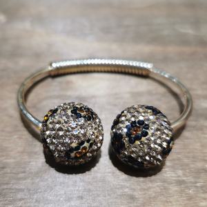 Bracelet jonc ouvert en argent plaqué avec cristaux pavés en forme de boule disco léopard tendance pour homme, réglable, <span class=keywords><strong>JADEAR</strong></span>, anniversaire, CNAS - Product Image 2